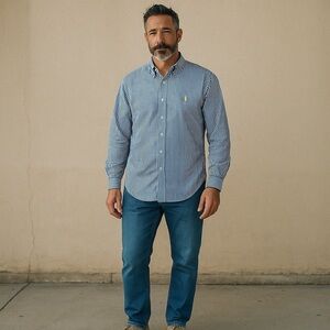 Ralph Lauren Navy and White Striped Shirt